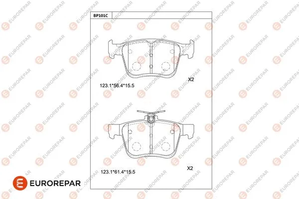 Kit de plaquettes de frein, frein à disque EUROREPAR 1681215980