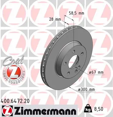 Disque de frein ZIMMERMANN 400.6472.20