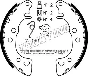 Jeu de mâchoires de frein TRUSTING 022.030K
