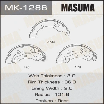 Jeu de mâchoires de frein MASUMA MK-1286