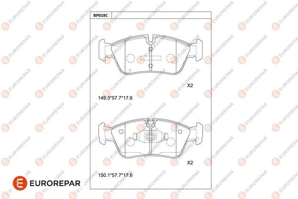 Kit de plaquettes de frein, frein à disque EUROREPAR 1681258380