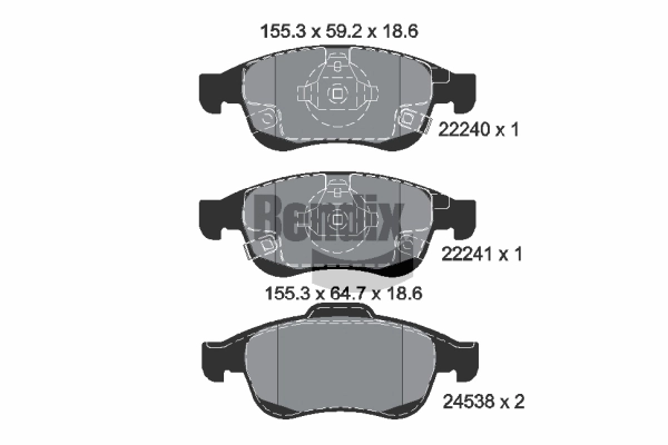 Kit de plaquettes de frein, frein à disque BENDIX Braking BPD1309