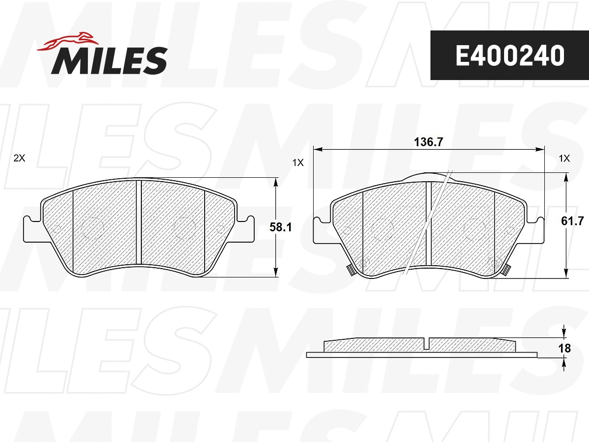Kit de plaquettes de frein, frein à disque MILES E400240