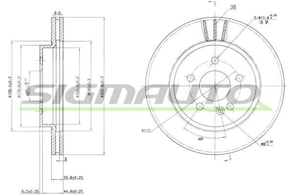Disque de frein SIGMAUTO DBB036V
