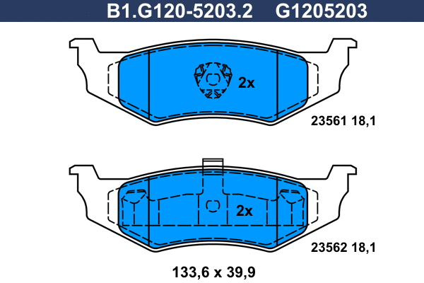Kit de plaquettes de frein, frein à disque GALFER B1.G120-5203.2