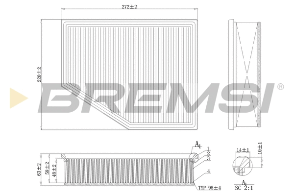Filtre à air BREMSI FA1098