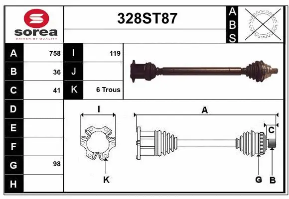 Arbre de transmission STARTCAR 328ST87