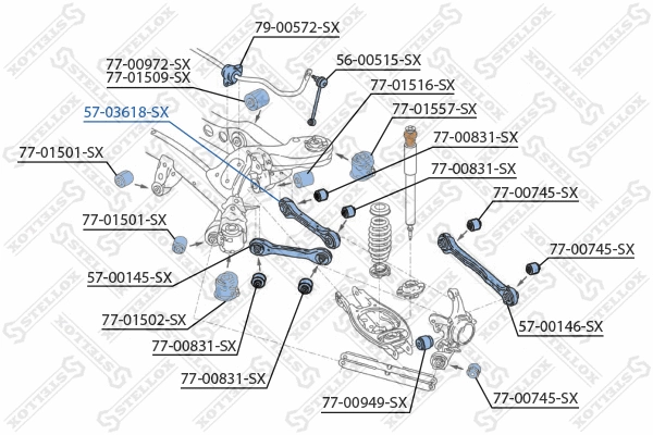 Bras de liaison, suspension de roue STELLOX 57-03618-SX