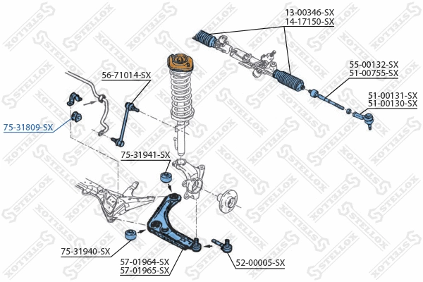 Suspension, stabilisateur STELLOX 75-31809-SX