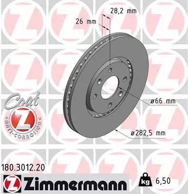Disque de frein ZIMMERMANN 180.3012.20