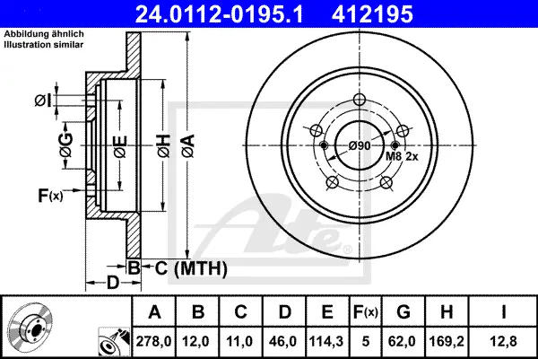 Disque de frein ATE-APAC 24.0112-0195.1