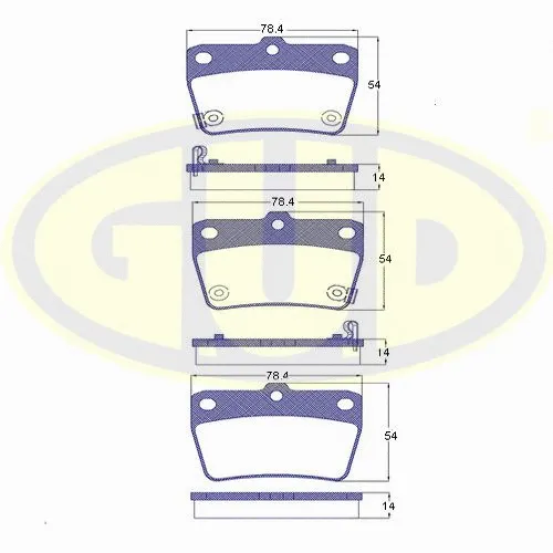 Kit de plaquettes de frein, frein à disque G.U.D. GBP083902