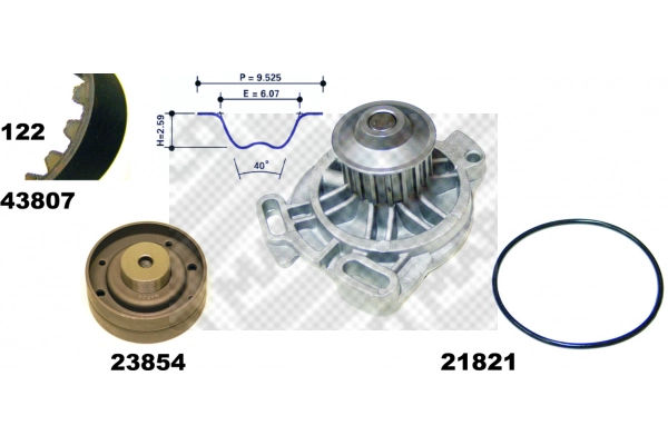 Pompe à eau + kit de courroie crantée MAPCO 41807