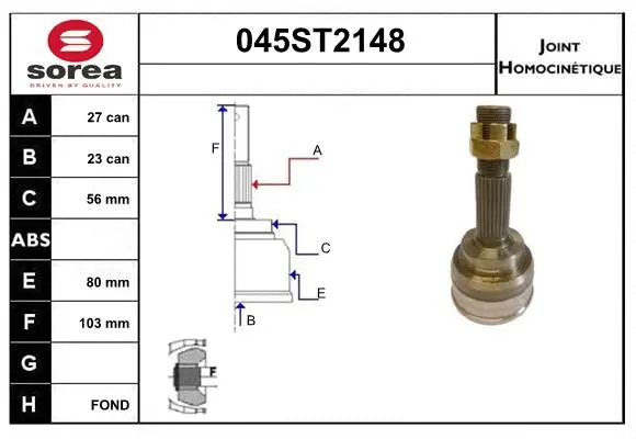 Jeu de joints, arbre de transmission STARTCAR 045ST2148