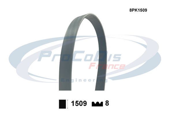 Courroie trapézoïdale à nervures PROCODIS FRANCE 8PK1509