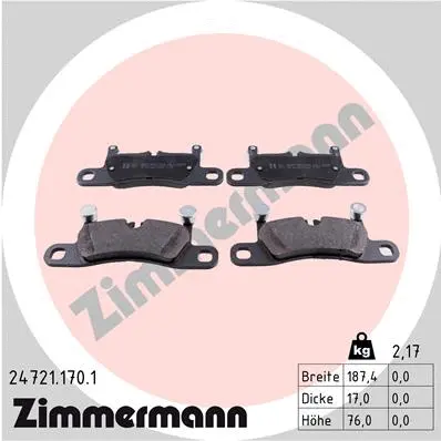 Kit de plaquettes de frein, frein à disque ZIMMERMANN 24721.170.1