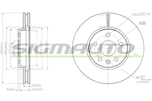 Disque de frein SIGMAUTO DBB869V
