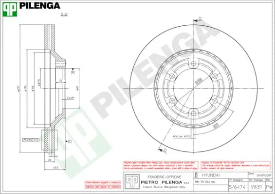 Disque de frein PILENGA V631
