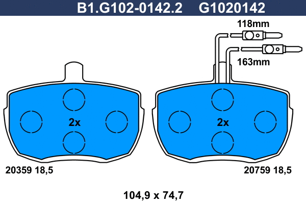 Kit de plaquettes de frein, frein à disque GALFER B1.G102-0142.2