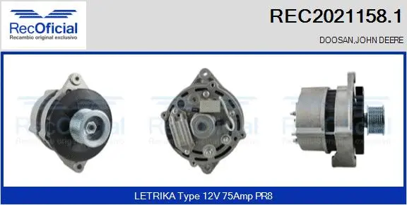 Alternateur RECOFICIAL REC2021158.1