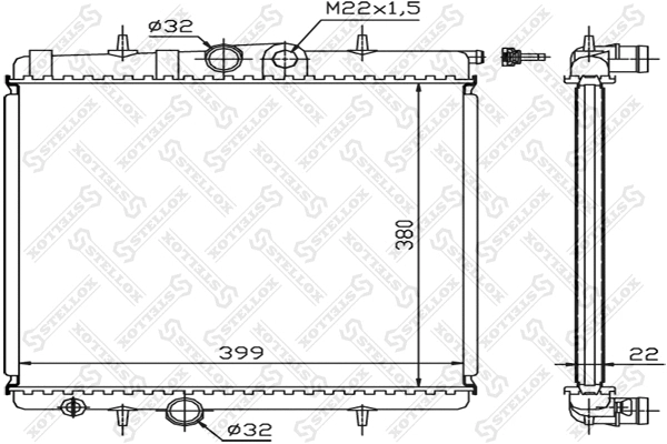 Radiateur, refroidissement du moteur STELLOX 10-25122-SX