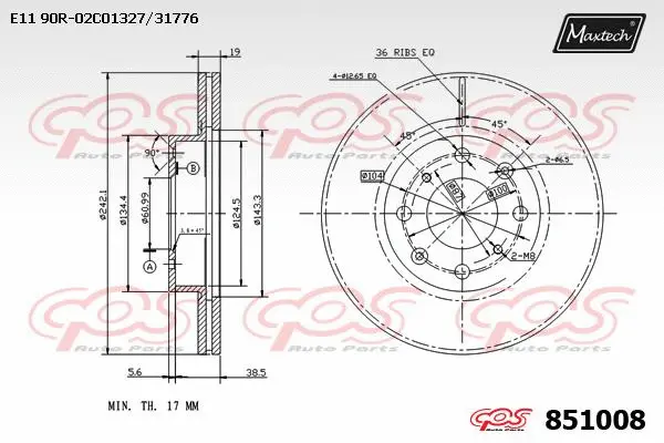 Disque de frein MAXTECH 851008