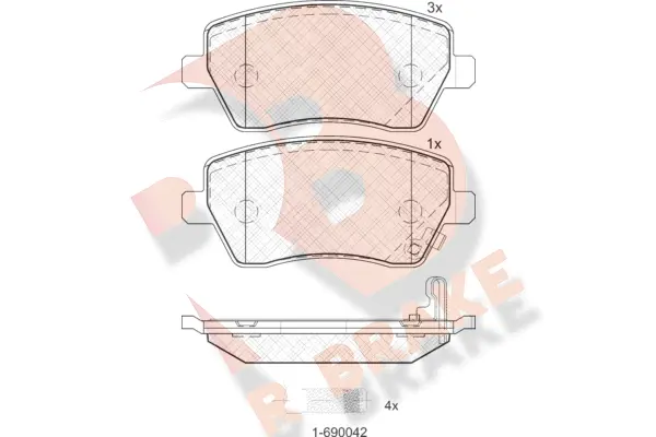 Kit de plaquettes de frein, frein à disque R BRAKE RB1748