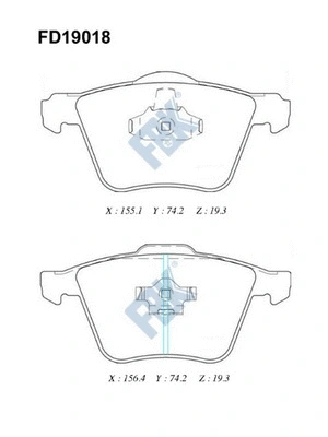 Kit de plaquettes de frein, frein à disque FBK FD19018
