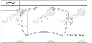 Kit de plaquettes de frein, frein à disque ASIMCO KD7345