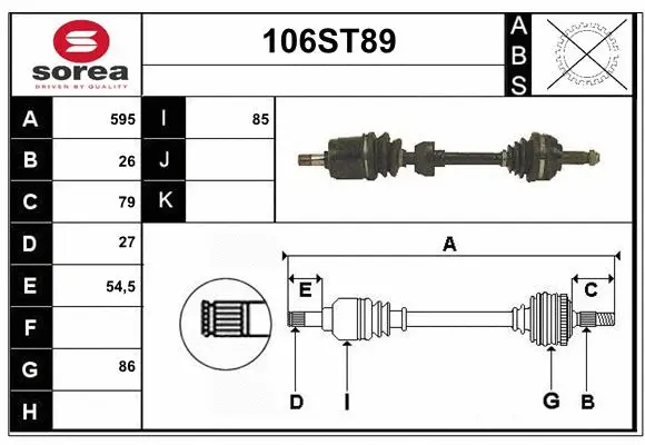 Arbre de transmission STARTCAR 106ST89