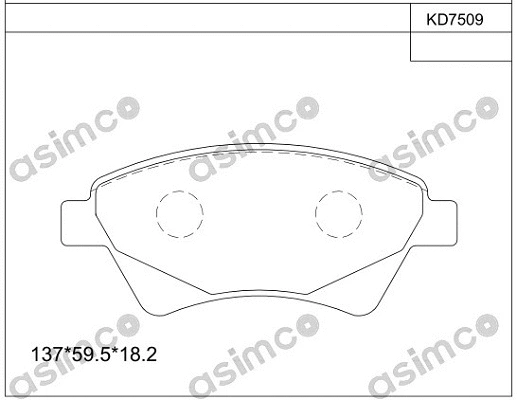 Kit de plaquettes de frein, frein à disque ASIMCO KD7509