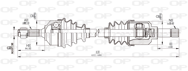 Arbre de transmission OPEN PARTS DRS6336.00