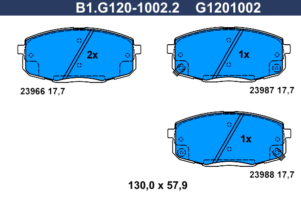 Kit de plaquettes de frein, frein à disque GALFER B1.G120-1002.2