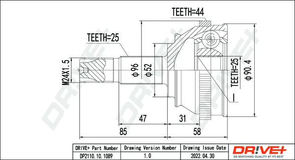 Jeu de joints, arbre de transmission Dr!ve+ DP2110.10.1089