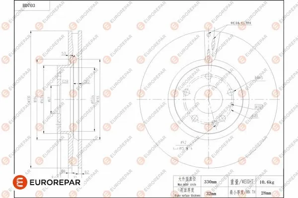 Disque de frein EUROREPAR 1684314580