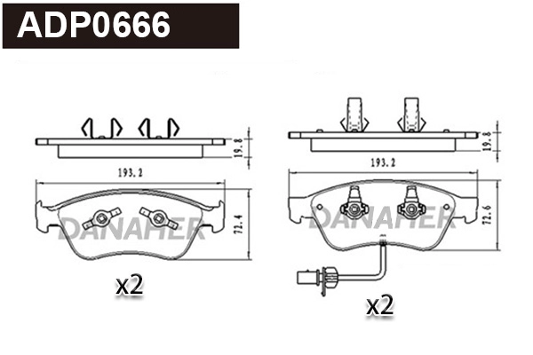 Kit de plaquettes de frein, frein à disque DANAHER ADP0666