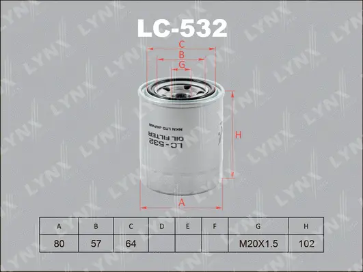 Filtre à huile LYNXAUTO LC-532