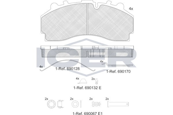 Kit de plaquettes de frein, frein à disque ICER 152456-066