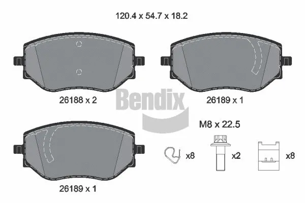 Kit de plaquettes de frein, frein à disque BENDIX Braking BPD2420