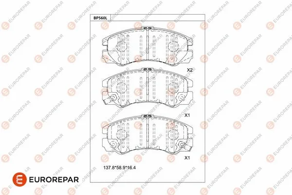 Kit de plaquettes de frein, frein à disque EUROREPAR 1681269680