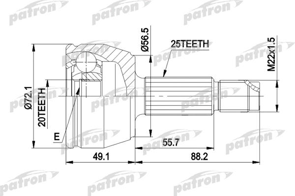 Jeu de joints, arbre de transmission PATRON PCV1283