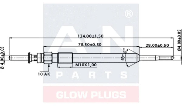 Bougie de préchauffage A-N PARTS A-N134001