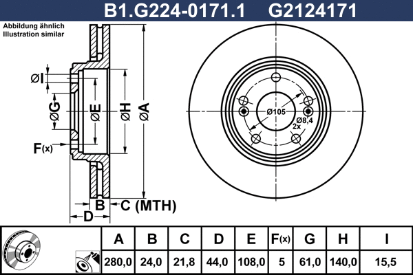 Disque de frein GALFER B1.G224-0171.1