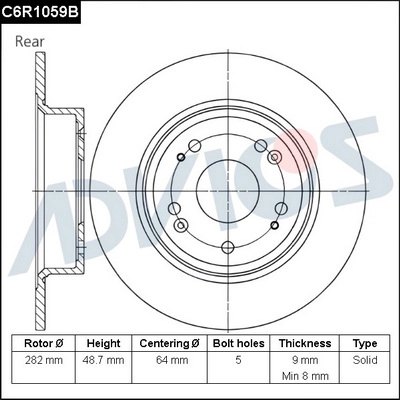 Disque de frein ADVICS C6R1059B