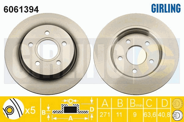 Disque de frein GIRLING 6061394
