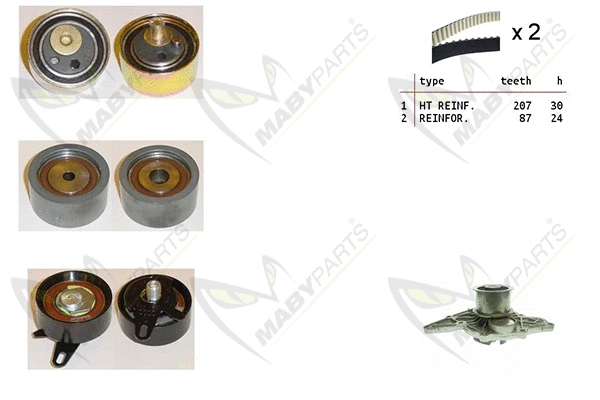 Pompe à eau + kit de courroie crantée MABYPARTS OBKWP0168