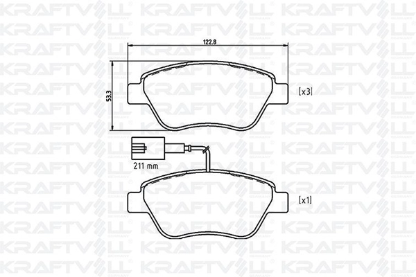 Kit de plaquettes de frein, frein à disque KRAFTVOLL GERMANY 07010034