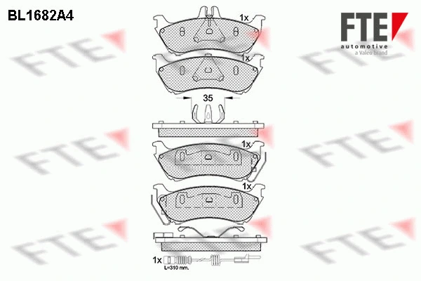 Kit de plaquettes de frein, frein à disque FTE 9010292