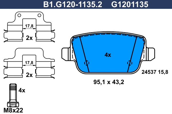 Kit de plaquettes de frein, frein à disque GALFER B1.G120-1135.2