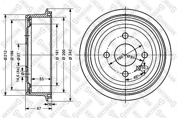 Tambour de frein STELLOX 6025-9905-SX